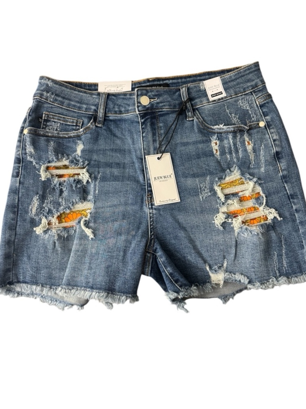 Judy Blue Printed Pocket Lining High Rise Cut Off Shorts Size XL - Picture 2 of 10